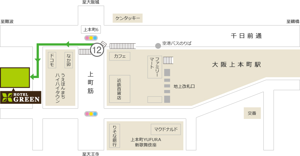 大阪上本町駅 マップ